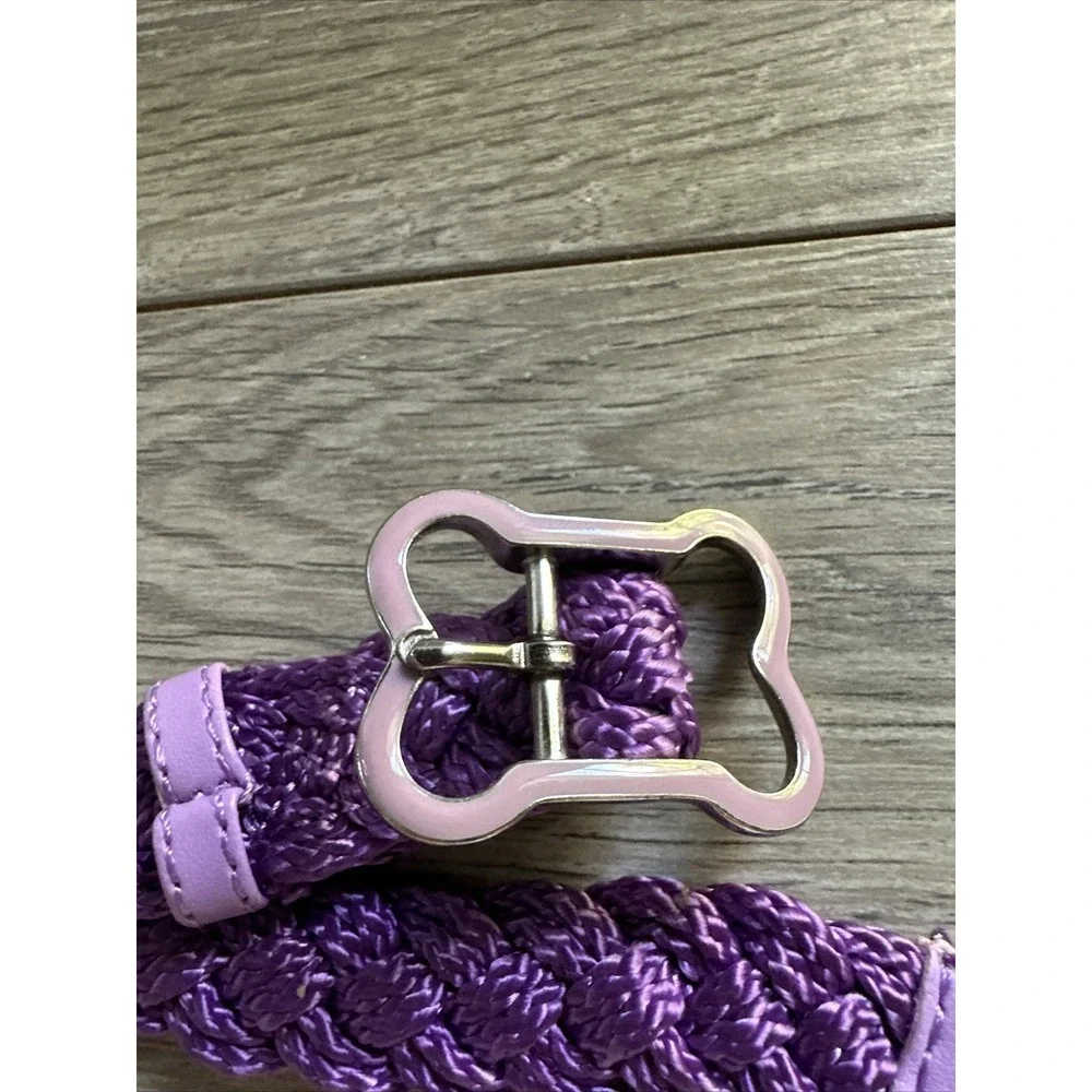 Purple Braided Cord Belt with Lavender Dog Bone Buckle‎ Skinny Novelty Accessory